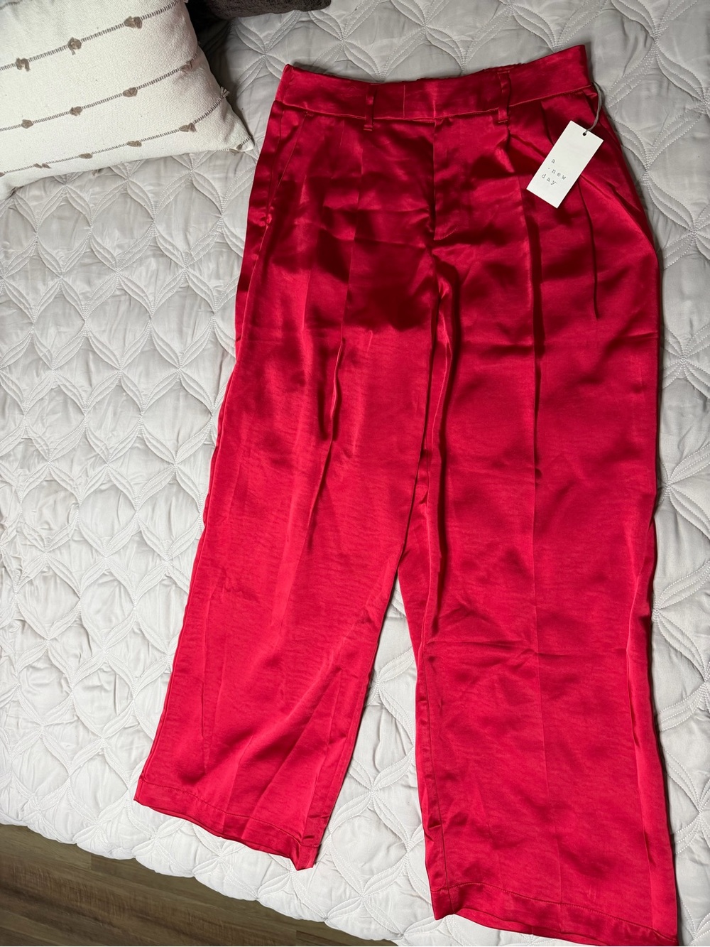 a new day Red Satin Wide-Leg Pants